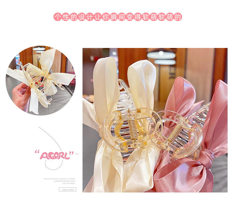 Korean New Fabric Craft Bow Barrettes Large Grip Girl's Hair Hoop Back Head Updo Shark Clip Hair Accessories for Women