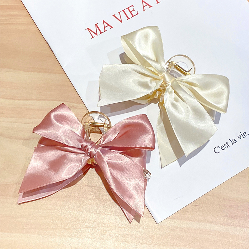 Korean New Fabric Craft Bow Barrettes Large Grip Girl&#039;s Hair Hoop Back Head Updo Shark Clip Hair Accessories for Women