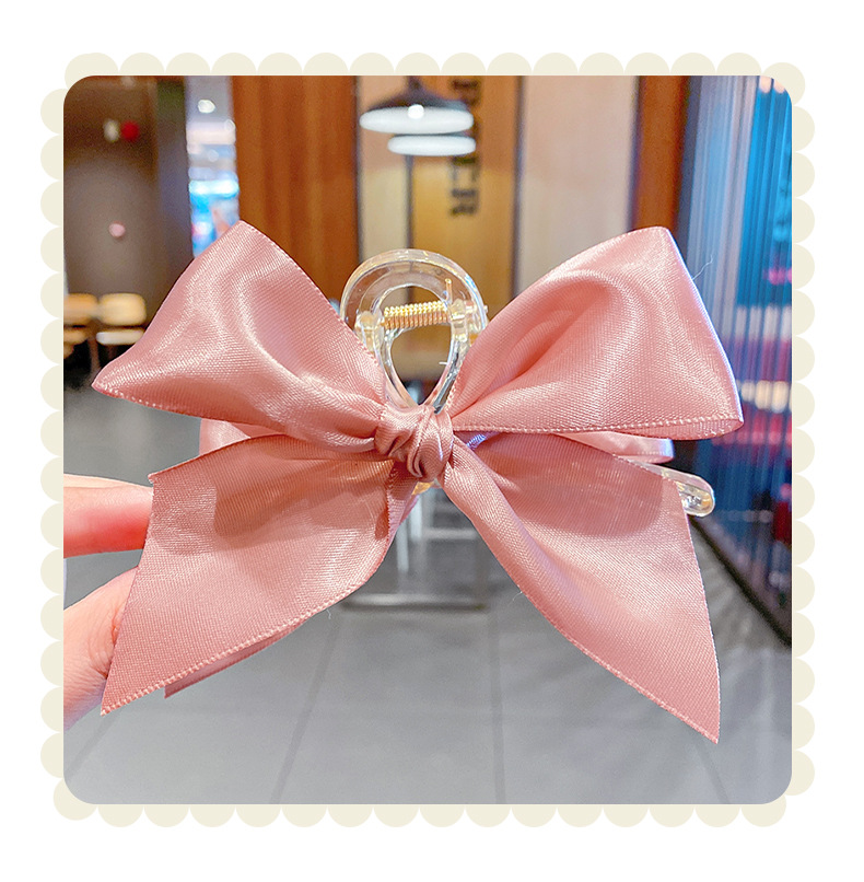 Korean New Fabric Craft Bow Barrettes Large Grip Girl's Hair Hoop Back Head Updo Shark Clip Hair Accessories for Women