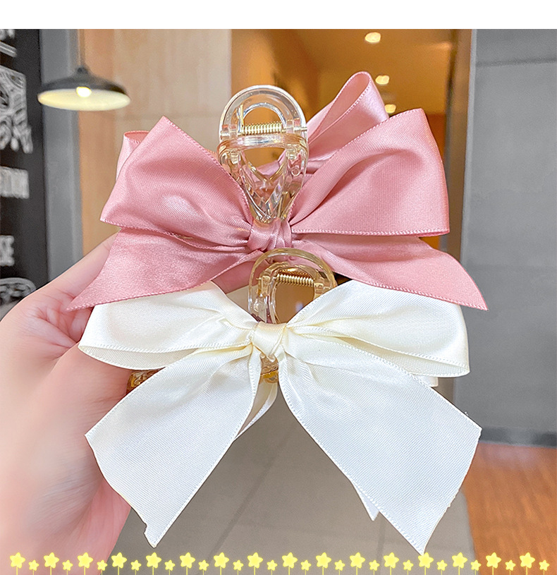 Korean New Fabric Craft Bow Barrettes Large Grip Girl's Hair Hoop Back Head Updo Shark Clip Hair Accessories for Women