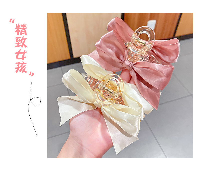 Korean New Fabric Craft Bow Barrettes Large Grip Girl's Hair Hoop Back Head Updo Shark Clip Hair Accessories for Women
