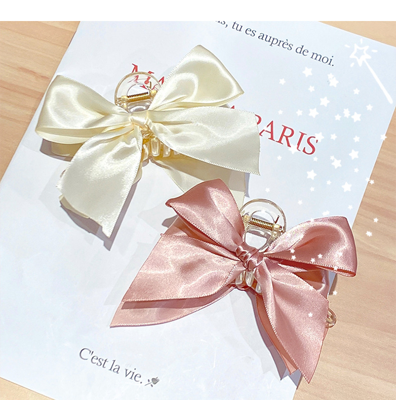 Korean New Fabric Craft Bow Barrettes Large Grip Girl's Hair Hoop Back Head Updo Shark Clip Hair Accessories for Women