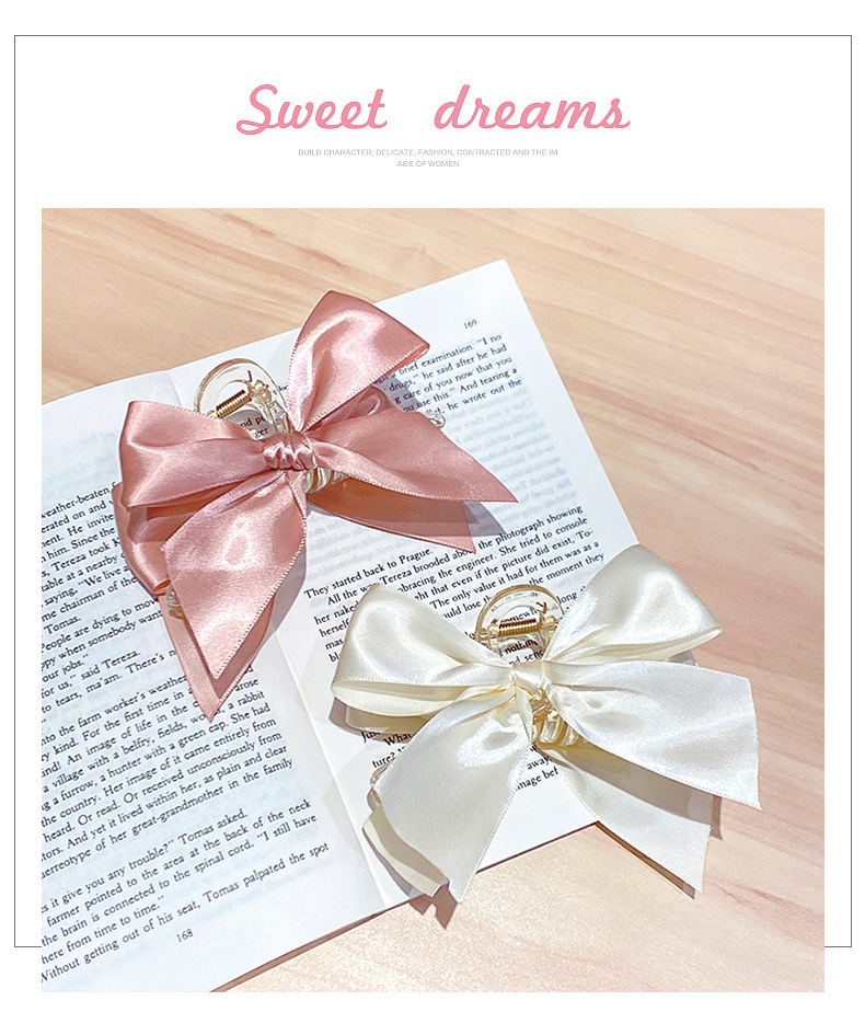 Korean New Fabric Craft Bow Barrettes Large Grip Girl's Hair Hoop Back Head Updo Shark Clip Hair Accessories for Women
