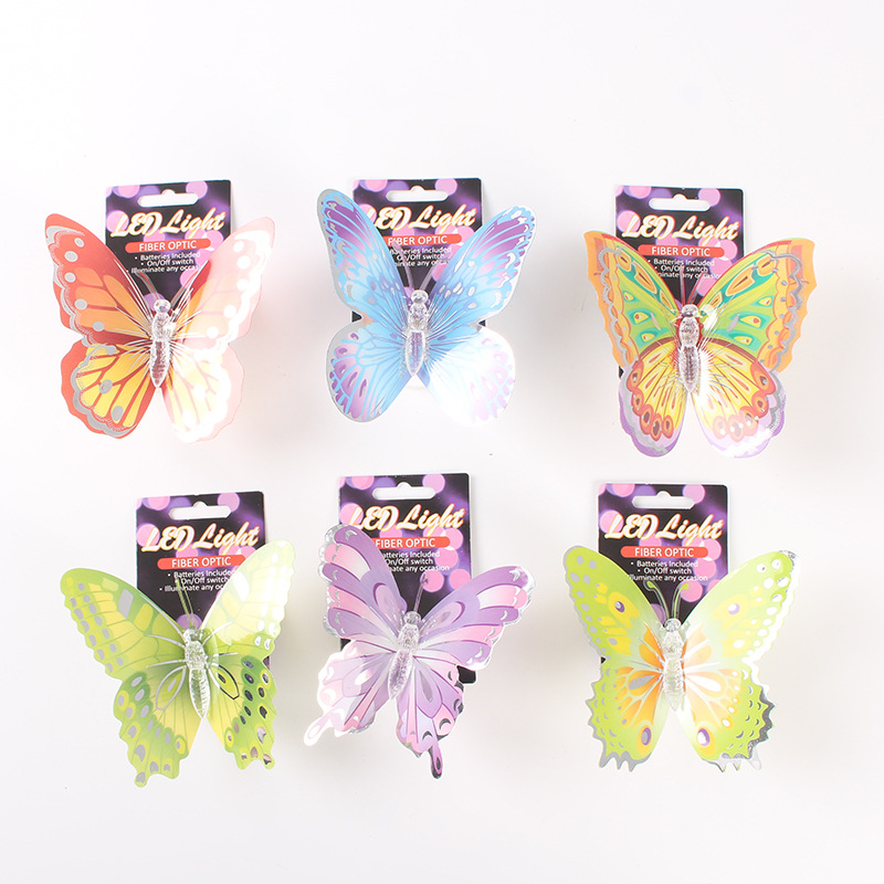 New Optical Fiber Light-Emitting Butterfly Exported to Europe and America with Certificate Factory Supply Road Craft Optical Fiber Self-Adhesive Accessories