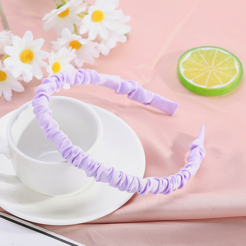 Colorful Pleated Headband Ins Solid Color Fabric Craft Girl Cute Versatile Korean Style Simple Internet Celebrity Headband for Washing Face Hair Accessories