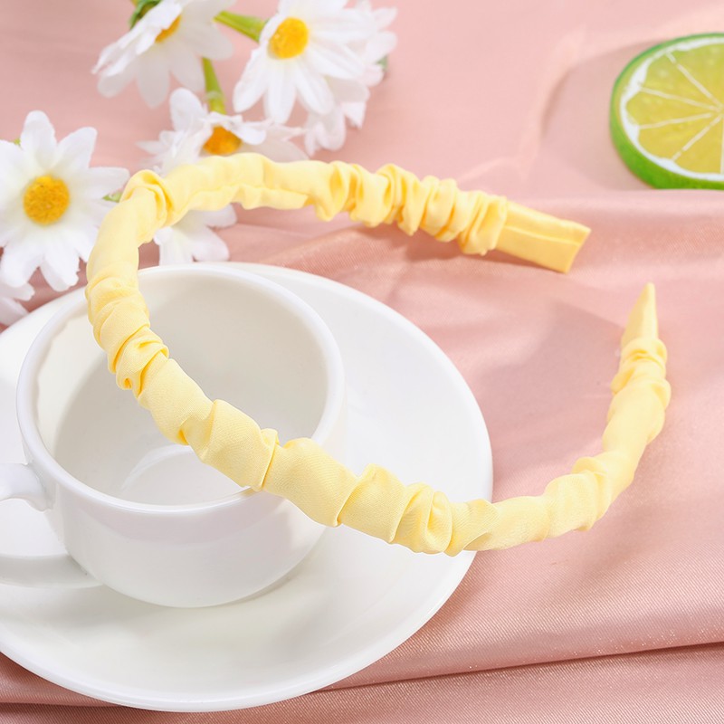 Colorful Pleated Headband Ins Solid Color Fabric Craft Girl Cute Versatile Korean Style Simple Internet Celebrity Headband for Washing Face Hair Accessories