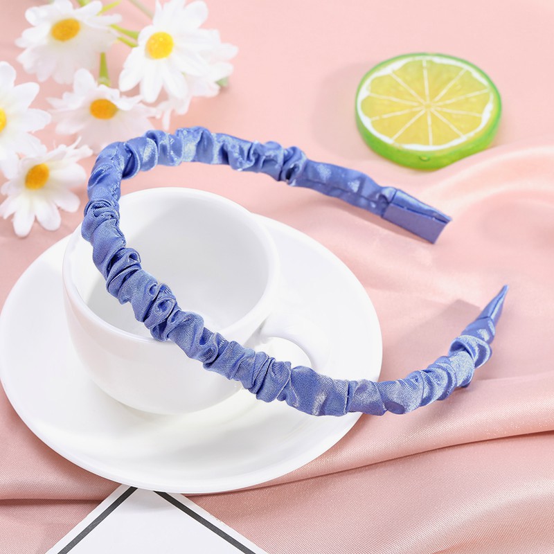 Colorful Pleated Headband Ins Solid Color Fabric Craft Girl Cute Versatile Korean Style Simple Internet Celebrity Headband for Washing Face Hair Accessories