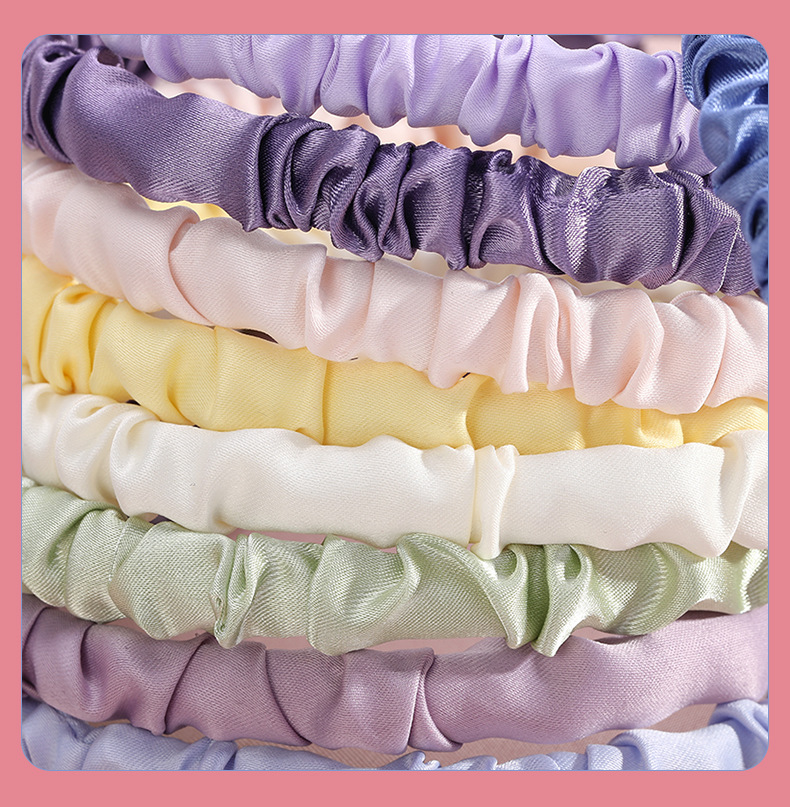 Colorful Pleated Headband Ins Solid Color Fabric Craft Girl Cute Versatile Korean Style Simple Internet Celebrity Headband for Washing Face Hair Accessories