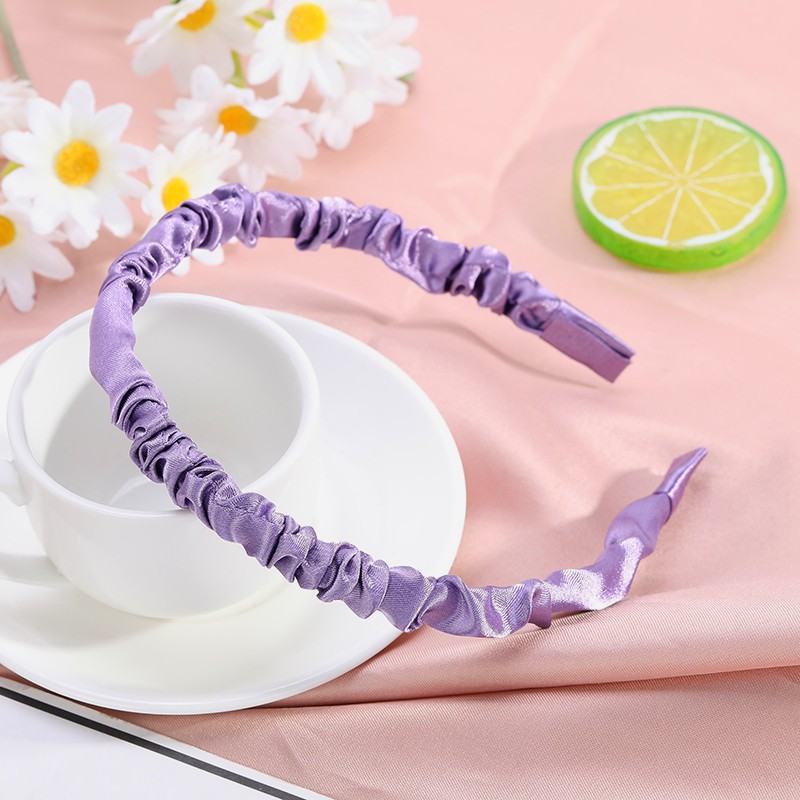 Colorful Pleated Headband Ins Solid Color Fabric Craft Girl Cute Versatile Korean Style Simple Internet Celebrity Headband for Washing Face Hair Accessories