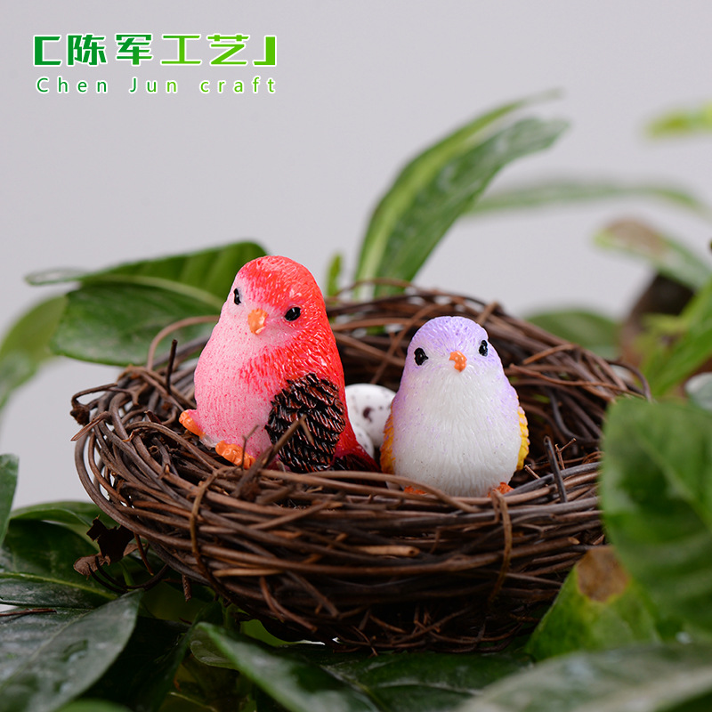 Moss Micro Landscape Succulent Accessories Cute Cartoon Bird Ornaments Gardening Plant Animal Resin Craft Ornament