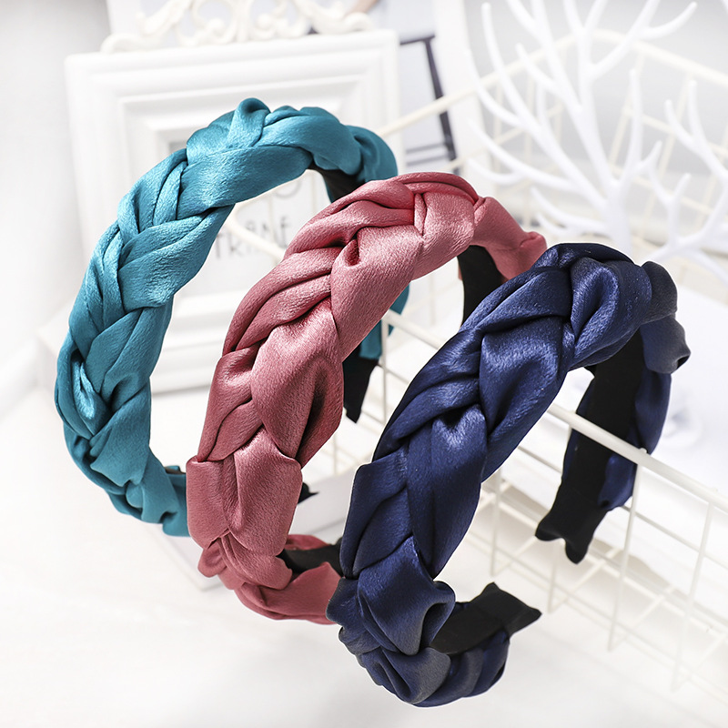 European and American New Satin Dough-Twist Style Plaits Headband Fashion Solid Color Fabric Craft Cross-Border Headband Hair Accessories Factory Direct Sales European and American New Satin Dough-Twist Style Plaits Headband Fashion Solid Color Fabric Craft Cross-Border Headband Hair Accessories Factory Direct Sales