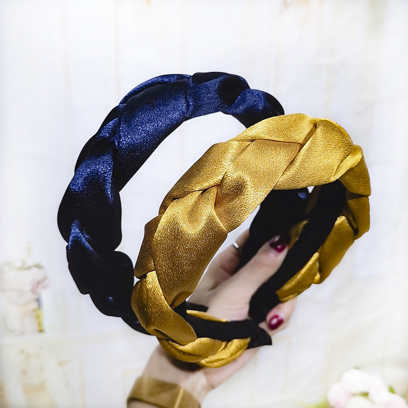 European and American New Satin Dough-Twist Style Plaits Headband Fashion Solid Color Fabric Craft Cross-Border Headband Hair Accessories Factory Direct Sales European and American New Satin Dough-Twist Style Plaits Headband Fashion Solid Color Fabric Craft Cross-Border Headband Hair Accessories Factory Direct Sales