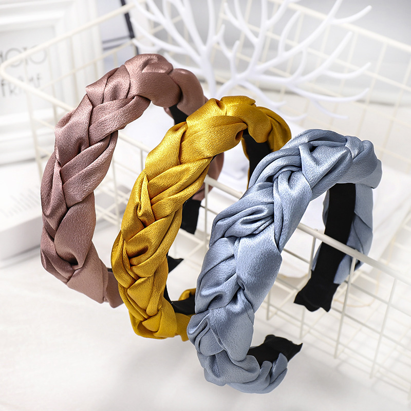 European and American New Satin Dough-Twist Style Plaits Headband Fashion Solid Color Fabric Craft Cross-Border Headband Hair Accessories Factory Direct Sales European and American New Satin Dough-Twist Style Plaits Headband Fashion Solid Color Fabric Craft Cross-Border Headband Hair Accessories Factory Direct Sales