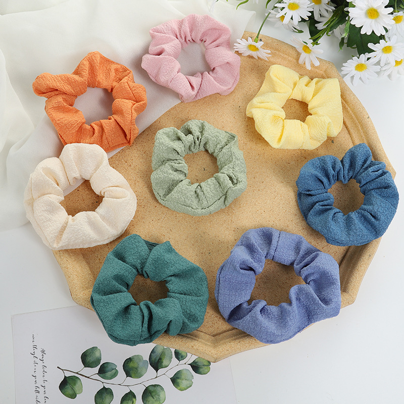 Spring and Summer New Hair Band Solid Color Fabric Craft Bubble Wrinkle Girl Hair Band Large Intestine Ring Hair Rope Hair Accessories Spring and Summer New Hair Band Solid Color Fabric Craft Bubble Wrinkle Girl Hair Band Large Intestine Ring Hair Rope Hair Accessories