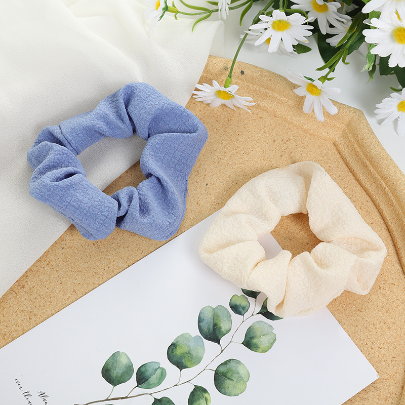 Spring and Summer New Hair Band Solid Color Fabric Craft Bubble Wrinkle Girl Hair Band Large Intestine Ring Hair Rope Hair Accessories