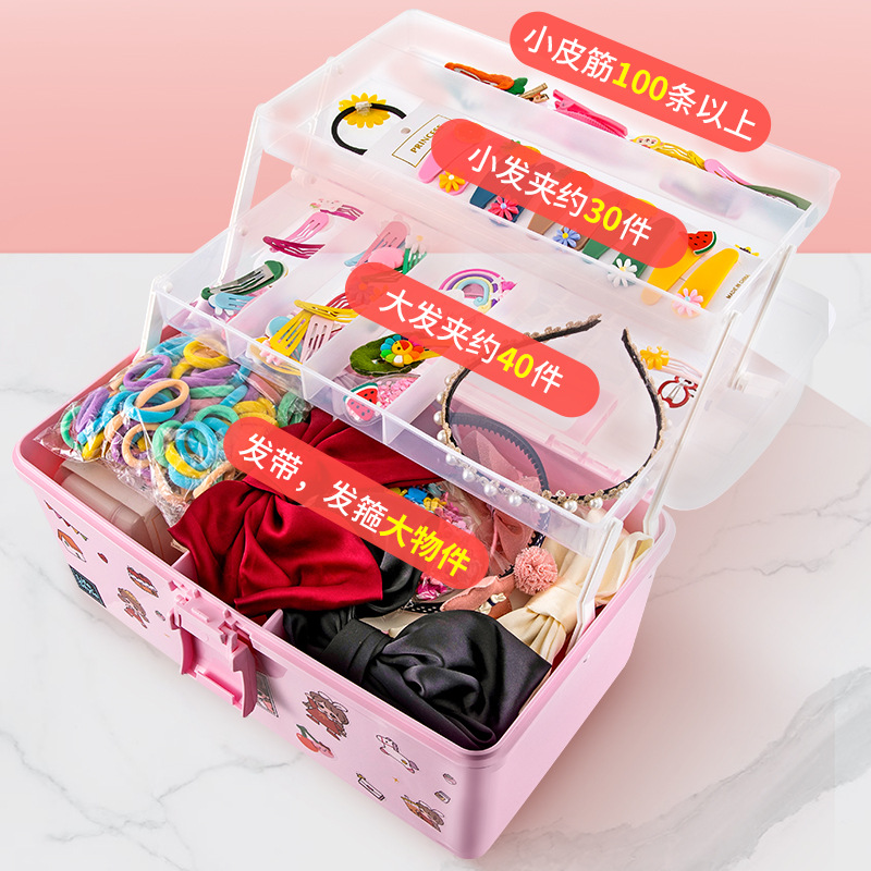 Xingyou Baby Hair Accessory Organizer Girl Children Hairpin Jewelry Headband Hair Clip Headdress Rubber Band Box Cute