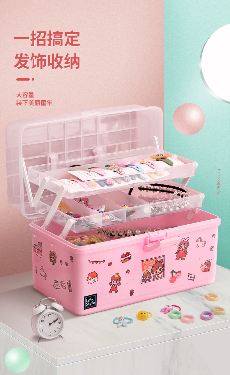 Xingyou Baby Hair Accessory Organizer Girl Children Hairpin Jewelry Headband Hair Clip Headdress Rubber Band Box Cute