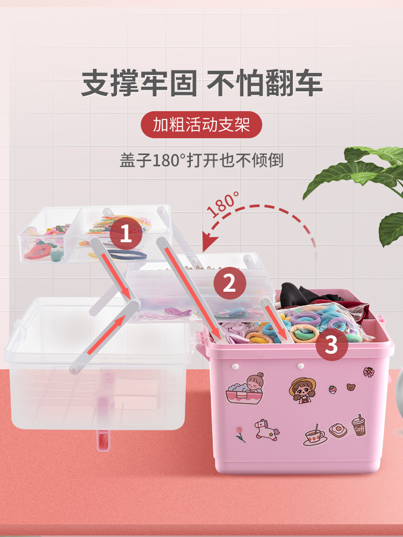 Xingyou Baby Hair Accessory Organizer Girl Children Hairpin Jewelry Headband Hair Clip Headdress Rubber Band Box Cute