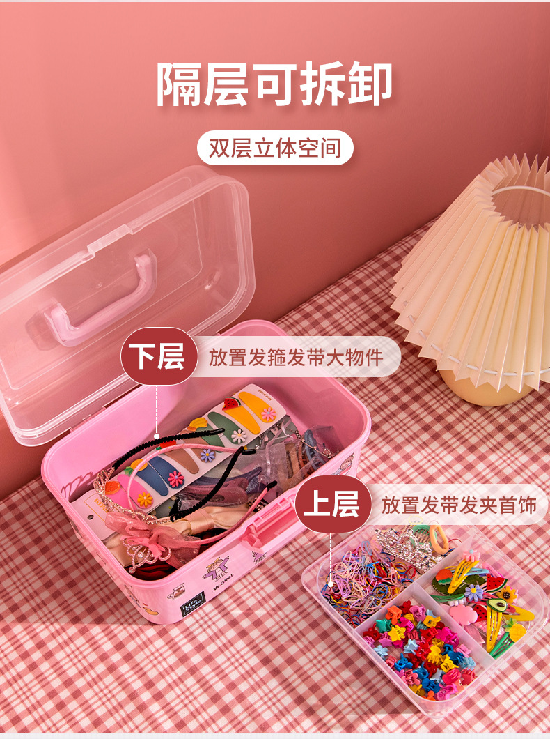 Xingyou Baby Hair Accessory Organizer Girl Children Hairpin Jewelry Headband Hair Clip Headdress Rubber Band Box Cute