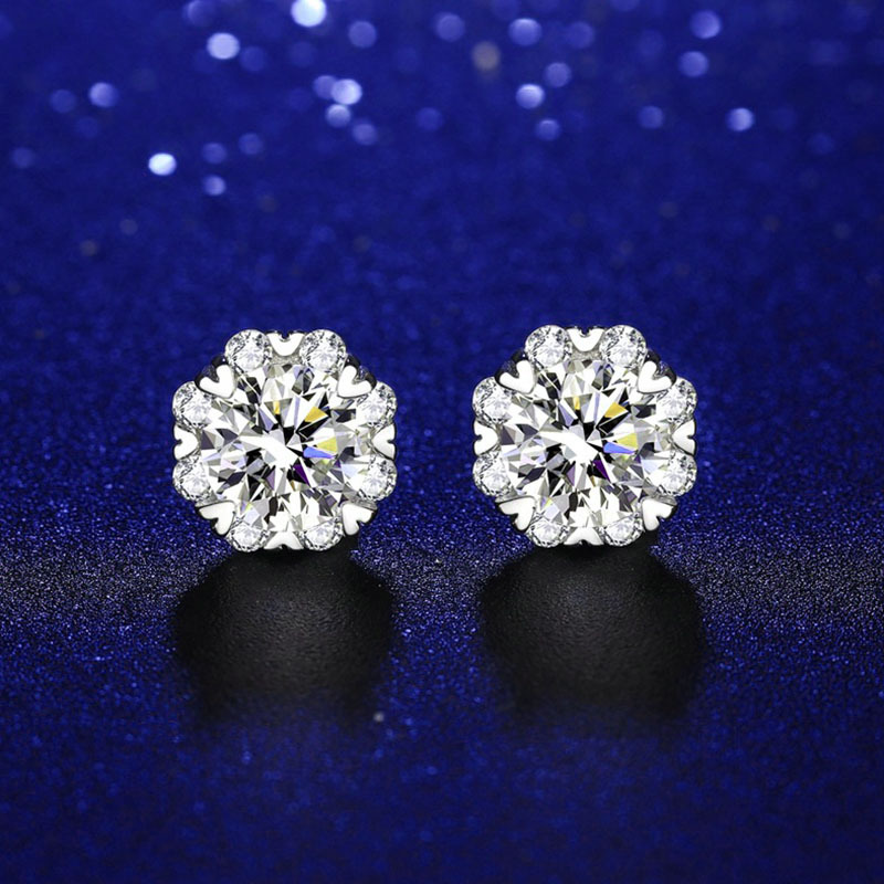 Simple Moissanite Stud Earrings S925 Silver Moissanite Earrings for Women Eardrop Earring Female Factory Accessory/Jewelry with Certificate
