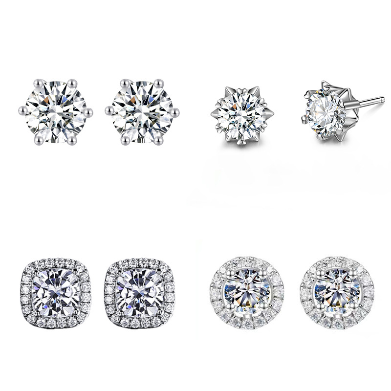Simple Moissanite Stud Earrings S925 Silver Moissanite Earrings for Women Eardrop Earring Female Factory Accessory/Jewelry with Certificate