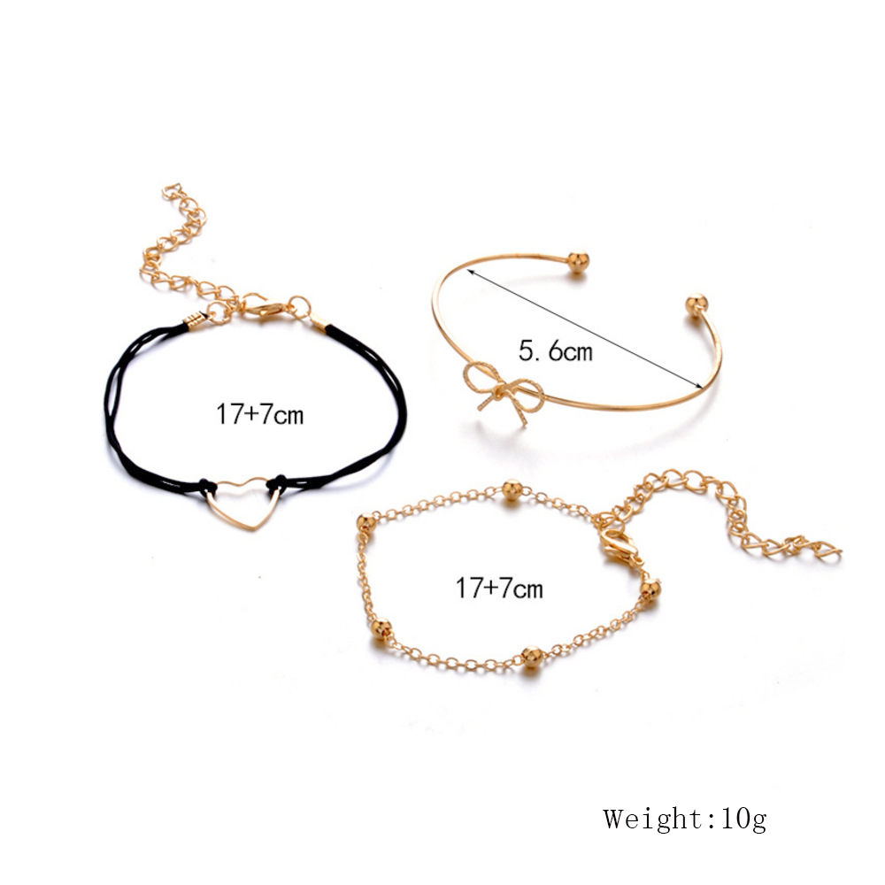 AliExpress Cross-Border Fashion Accessory/Jewelry Hollow Love Alloy Bow Set Bracelet for Women in Stock