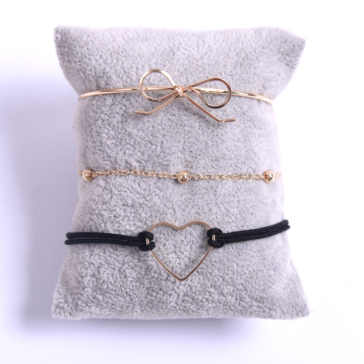 AliExpress Cross-Border Fashion Accessory/Jewelry Hollow Love Alloy Bow Set Bracelet for Women in Stock