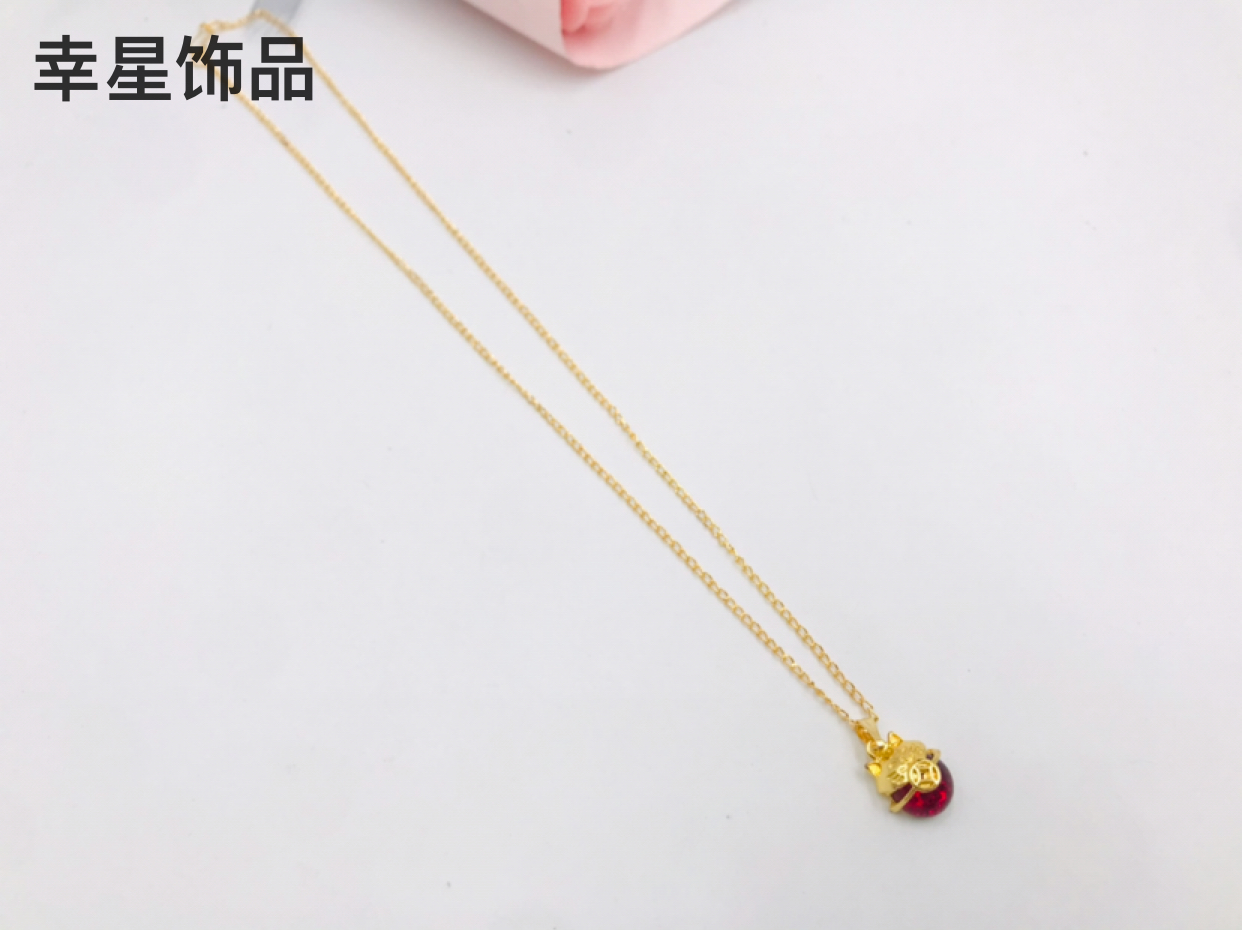 Imitation Jade Jewelry Gold Necklace Lucky Cat Gold Inlaid with Jade Pendant Women&#039;s Necklace Accessory/Jewelry