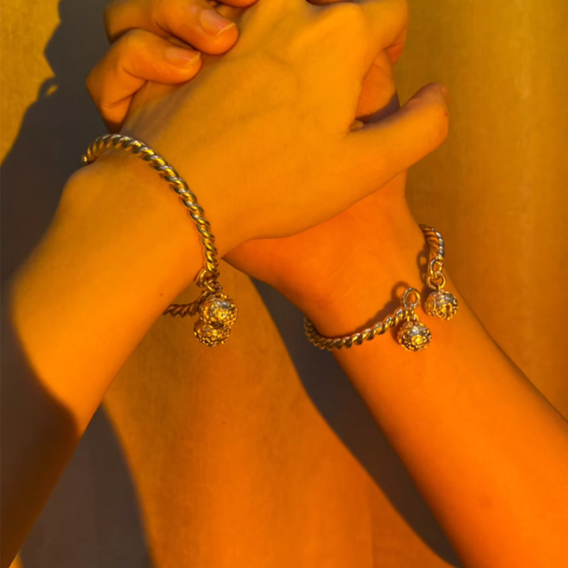 Hand Accessory Bracelet Bracelet One-Step Double Bell Twisted Wire Simple Hand Jewelry