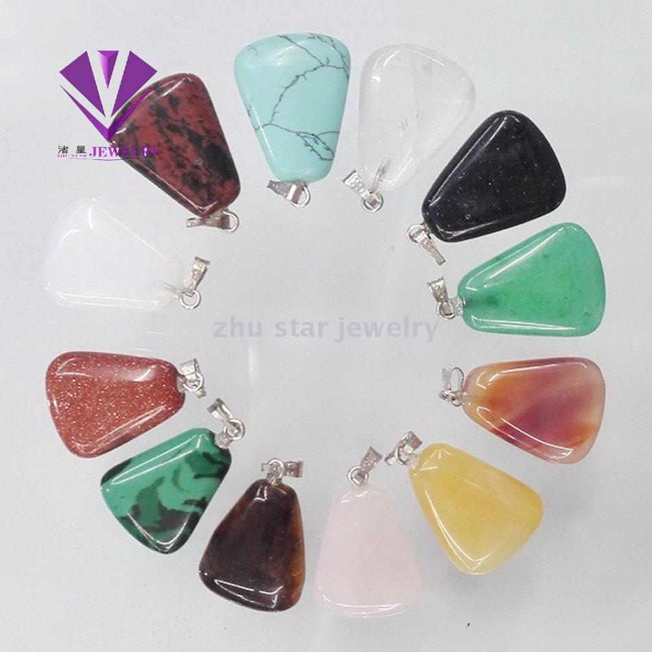 Trapezoid Shape Semi-Precious Natural Stone Beads Pendant Charm For Necklace Making Jewelry Accessory