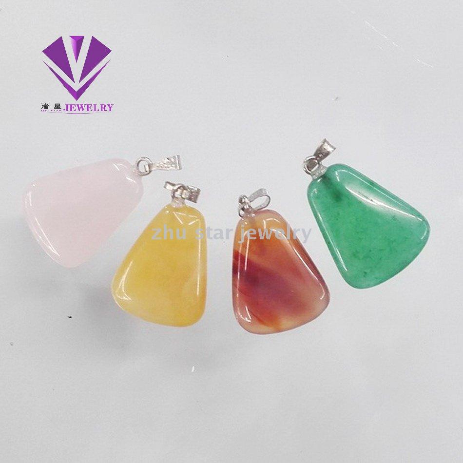 Trapezoid Shape Semi-Precious Natural Stone Beads Pendant Charm For Necklace Making Jewelry Accessory
