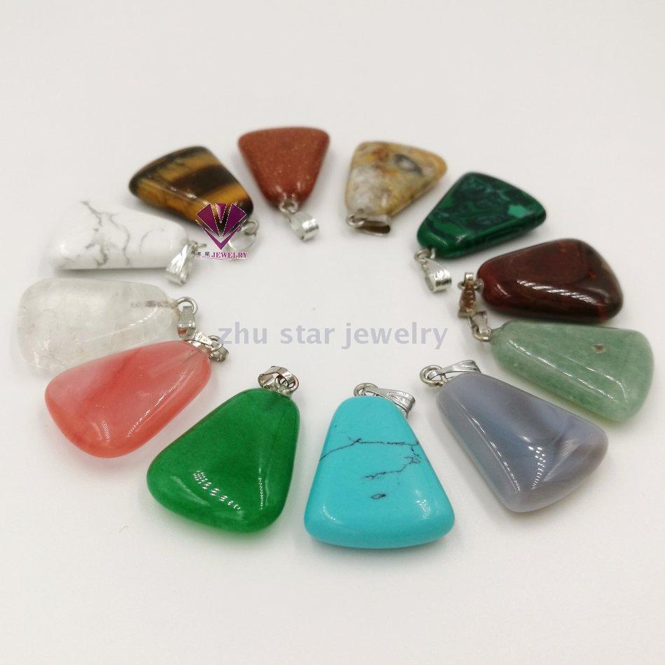 Trapezoid Shape Semi-Precious Natural Stone Beads Pendant Charm For Necklace Making Jewelry Accessory