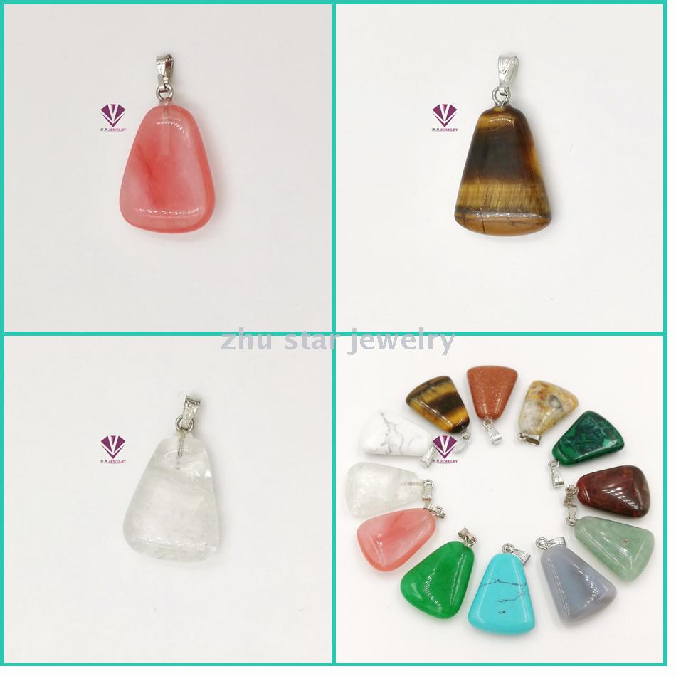 Trapezoid Shape Semi-Precious Natural Stone Beads Pendant Charm For Necklace Making Jewelry Accessory