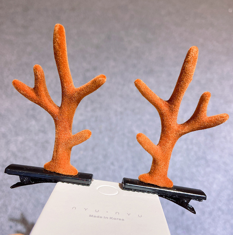 Christmas Barrettes Head Hair Clip Barrettes Headdress New Year Red Hair Accessory Female Online Influencer Antlers Hairpin Cute Jewelry