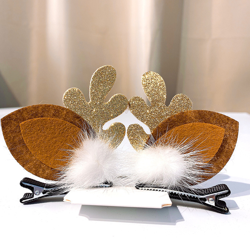 Christmas Barrettes Head Hair Clip Barrettes Headdress New Year Red Hair Accessory Female Online Influencer Antlers Hairpin Cute Jewelry