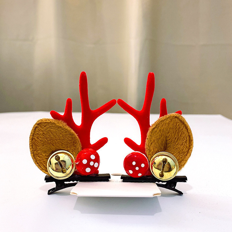 Christmas Barrettes Head Hair Clip Barrettes Headdress New Year Red Hair Accessory Female Online Influencer Antlers Hairpin Cute Jewelry