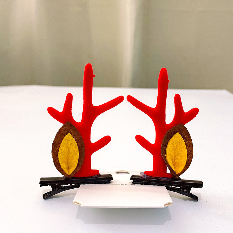 Christmas Barrettes Head Hair Clip Barrettes Headdress New Year Red Hair Accessory Female Online Influencer Antlers Hairpin Cute Jewelry