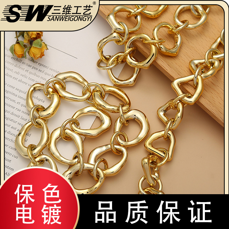 Factory Direct Supply Triangle Shaped Acrylic UV Plating Gold Irregular DIY Plastic Jewelry Accessory