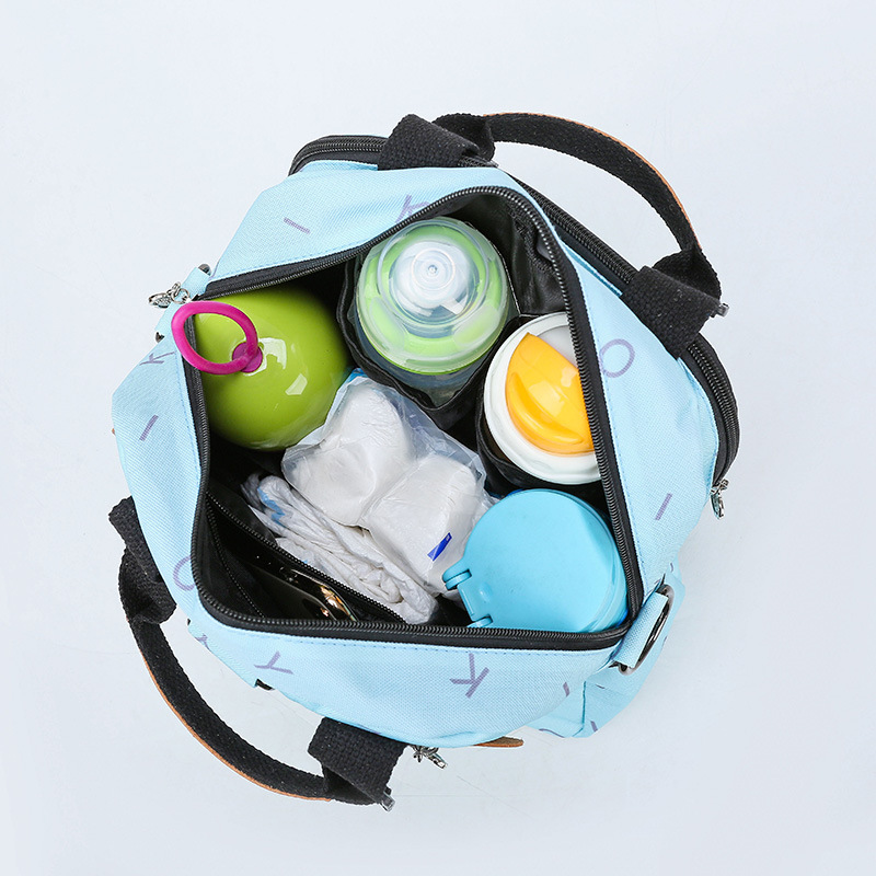 Korean Style Fashion Cartoon Printed Backpack Baby Diaper Bag Multi-Functional Shoulder Bag Small Portable Outing Handbags for Moms