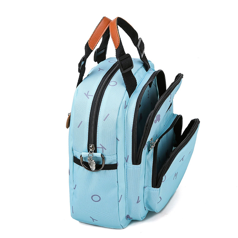 Korean Style Fashion Cartoon Printed Backpack Baby Diaper Bag Multi-Functional Shoulder Bag Small Portable Outing Handbags for Moms