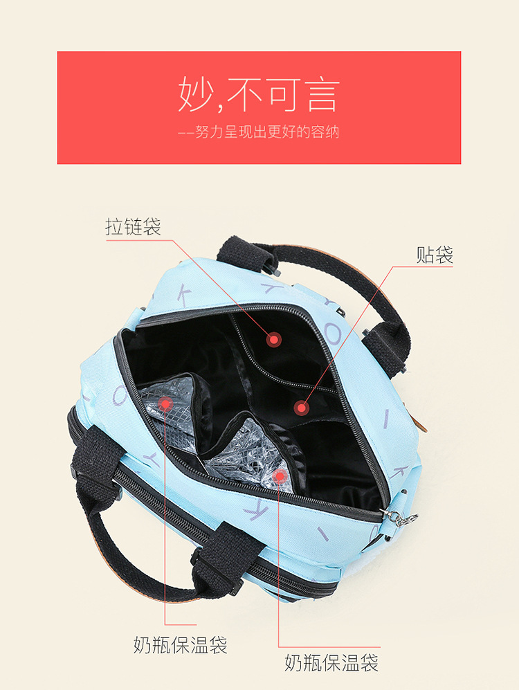 Korean Style Fashion Cartoon Printed Backpack Baby Diaper Bag Multi-Functional Shoulder Bag Small Portable Outing Handbags for Moms