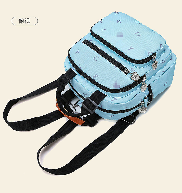 Korean Style Fashion Cartoon Printed Backpack Baby Diaper Bag Multi-Functional Shoulder Bag Small Portable Outing Handbags for Moms