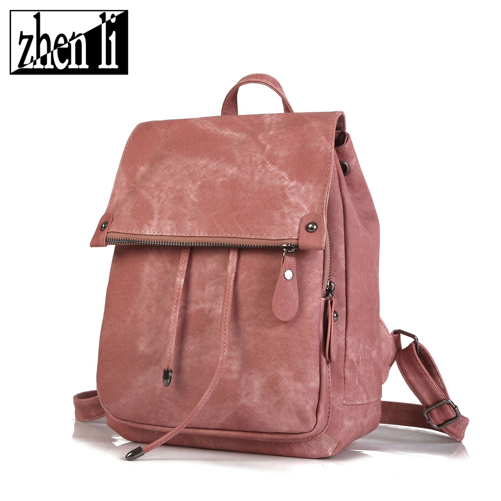 College Wind Backpack Womens 2020 Cross-Border New Trend PU Leather Handbags Fashion Solid Color Ladies Bags