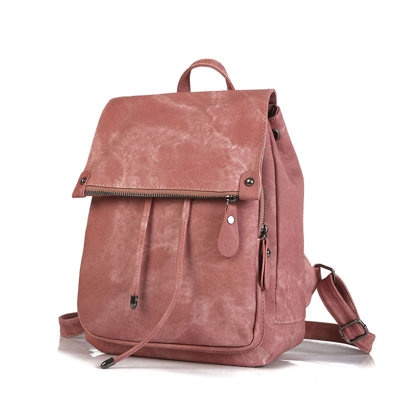 College Wind Backpack Womens 2020 Cross-Border New Trend PU Leather Handbags Fashion Solid Color Ladies Bags
