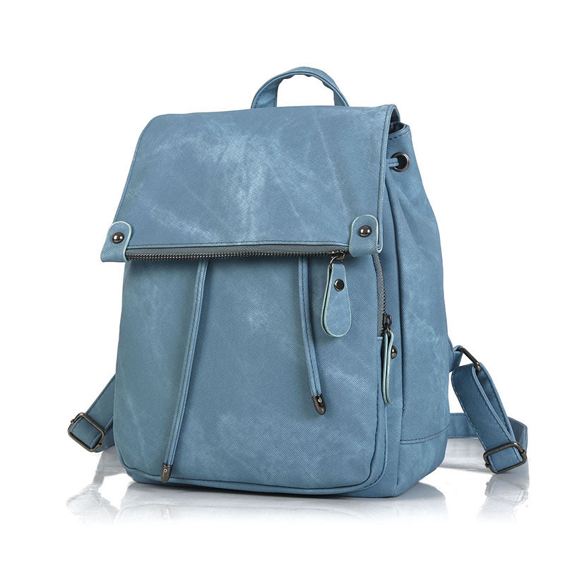 College Wind Backpack Womens 2020 Cross-Border New Trend PU Leather Handbags Fashion Solid Color Ladies Bags