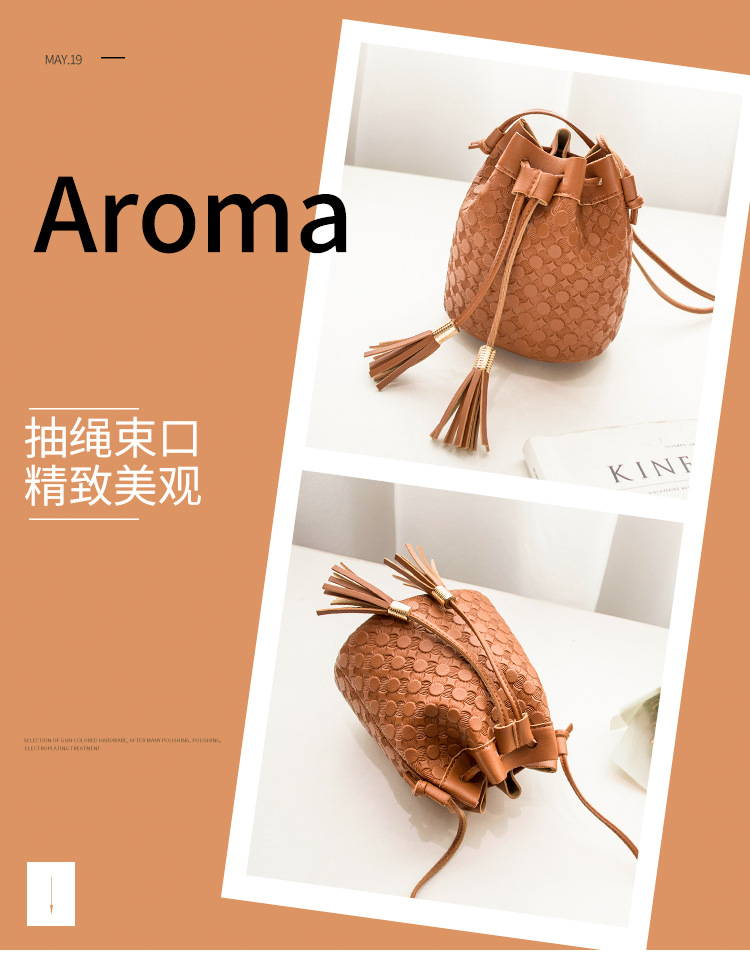 2021 New Fashion Trendy Bag Female Drawstring Tassel Bucket Bag Crossbody All-Match Bag Handbags Women
