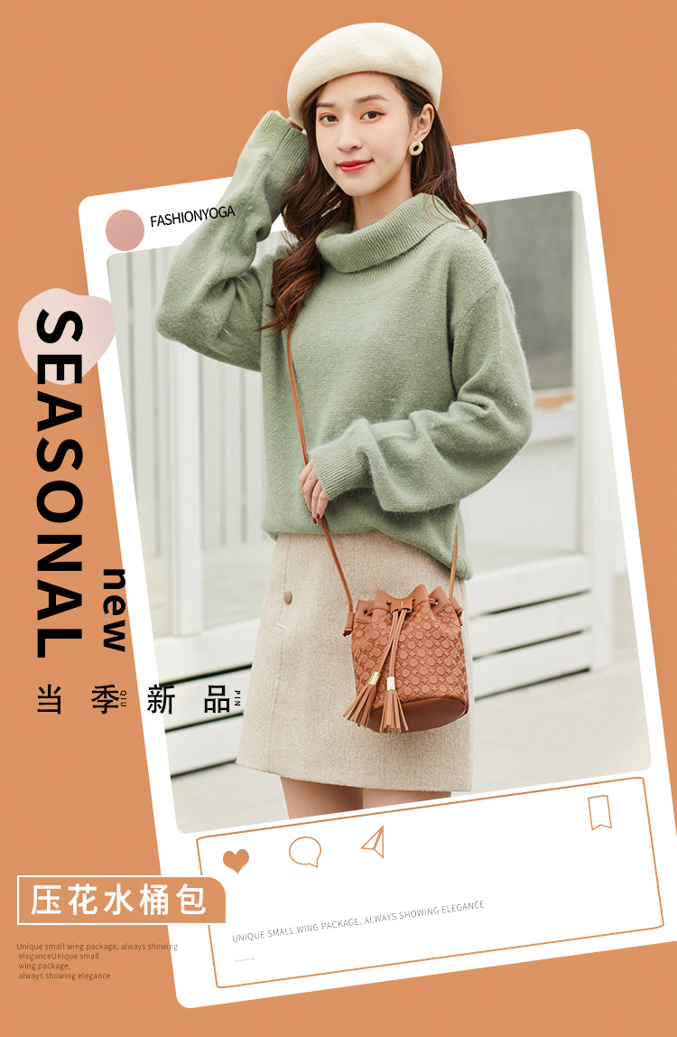 2021 New Fashion Trendy Bag Female Drawstring Tassel Bucket Bag Crossbody All-Match Bag Handbags Women