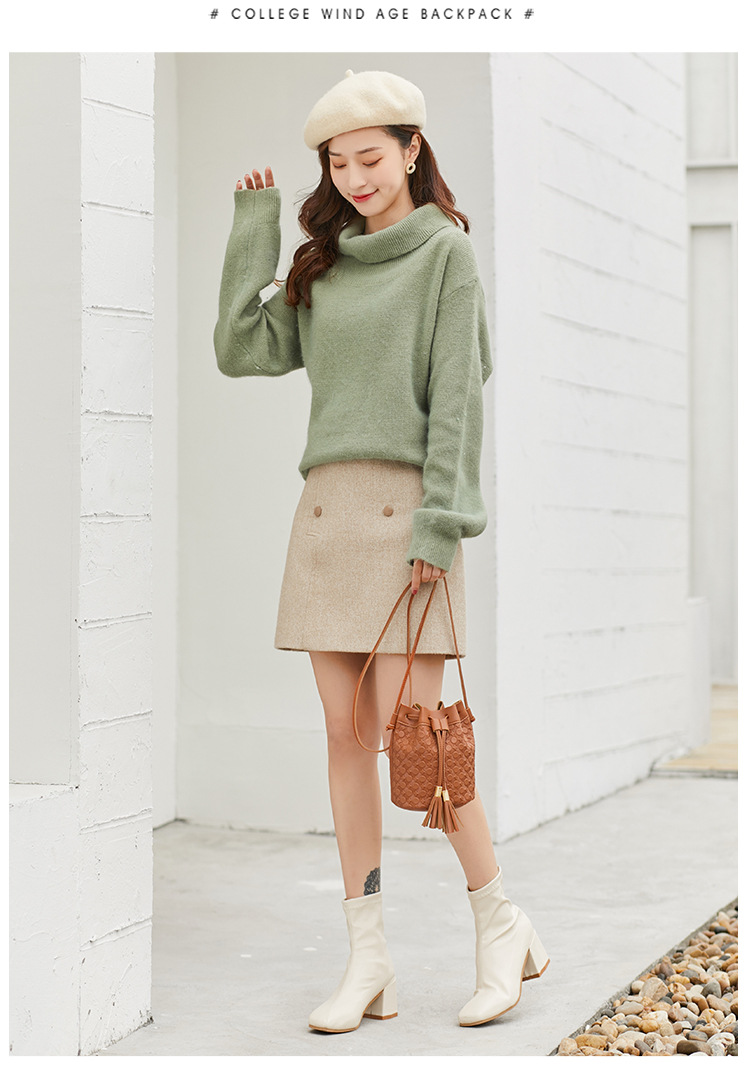 2021 New Fashion Trendy Bag Female Drawstring Tassel Bucket Bag Crossbody All-Match Bag Handbags Women