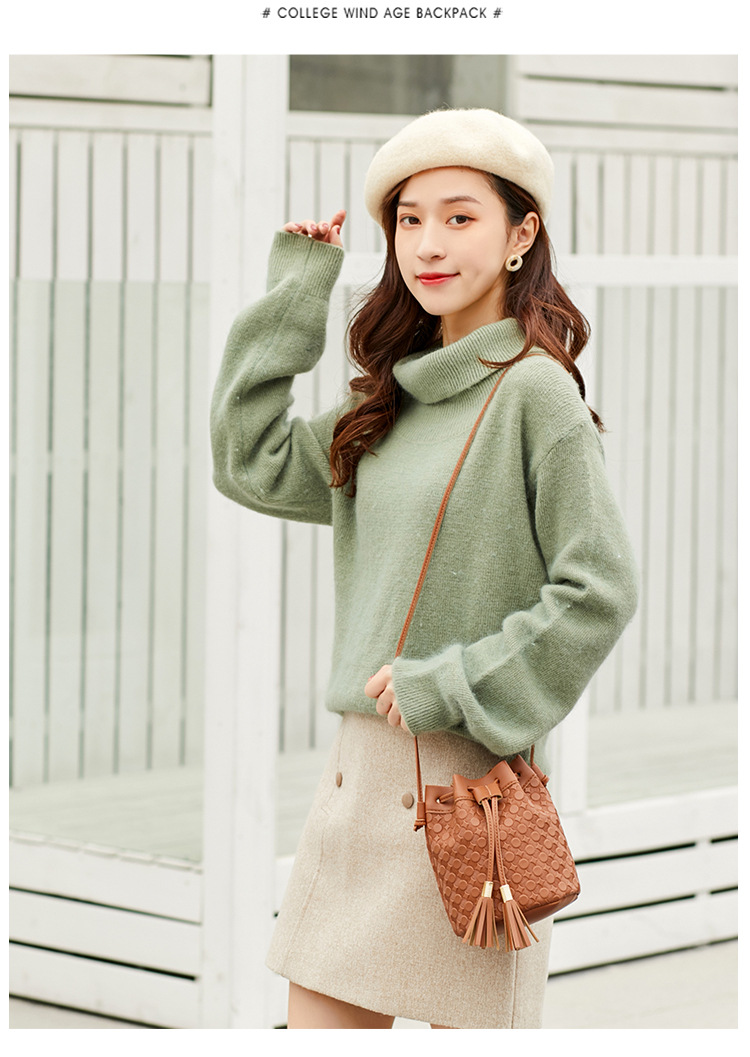 2021 New Fashion Trendy Bag Female Drawstring Tassel Bucket Bag Crossbody All-Match Bag Handbags Women
