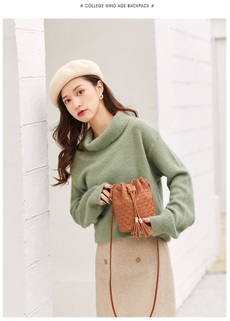 2021 New Fashion Trendy Bag Female Drawstring Tassel Bucket Bag Crossbody All-Match Bag Handbags Women